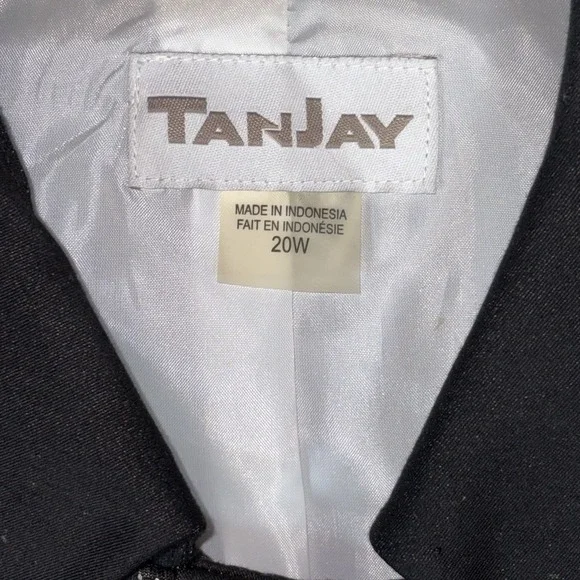 Tanjay Women's Black Button-Up Blazer Style Top – White Lined, Collared, Size 20 - Picture 4 of 5